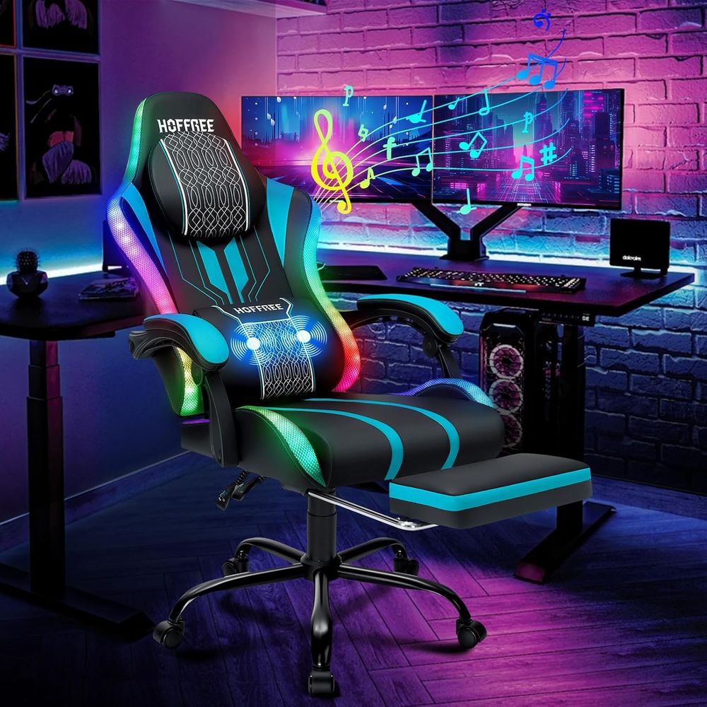Rgb Gaming Chair - Gaming Chair with LED Lights Speakers
