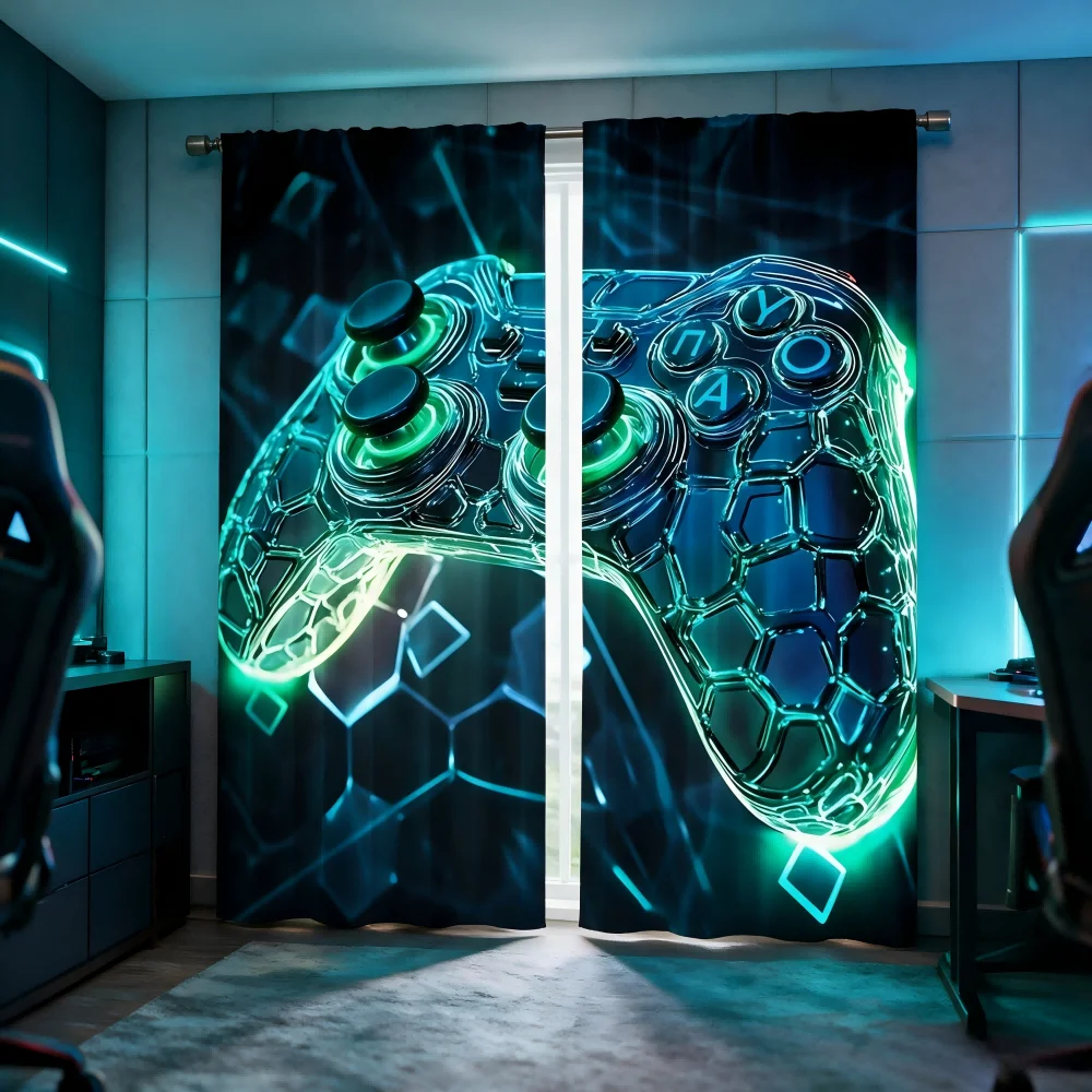 2PCS Digital Printed Curtain,  - Esports Gaming Youtube recension och pris
