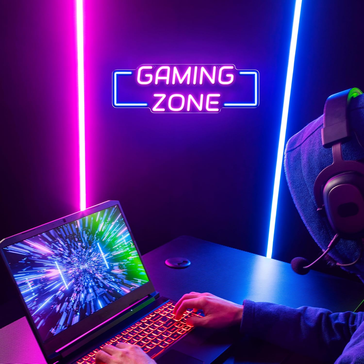 Gaming Zone Neon Sign USB LED  - Esports Gaming Room recension och pris