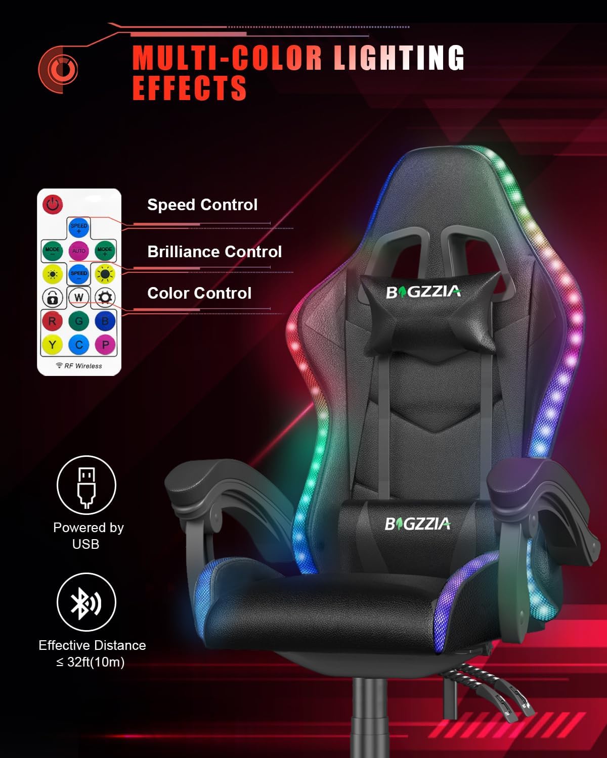 Gaming Chair with RGB LED Ligh - Rgb Gaming Chair recension och pris