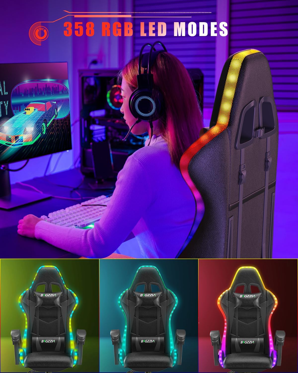 Gaming Chair with RGB LED Ligh - Rgb Gaming Chair recension och pris