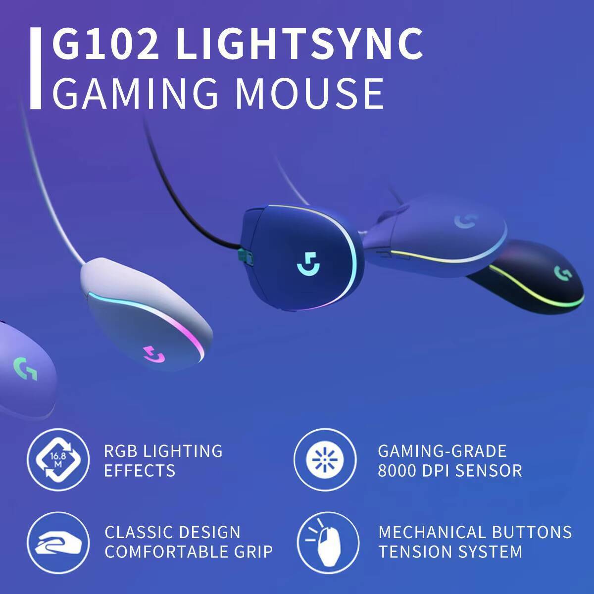 Logitech G102 Prodigy Gaming M - Esports Gaming Competition recension och pris
