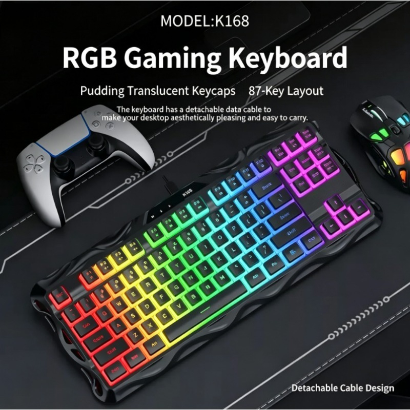 K168 87 Keys Wired Gaming Keyb - Esports Gaming Competition recension och pris