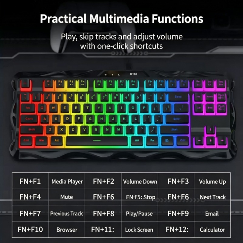 K168 87 Keys Wired Gaming Keyb - Esports Gaming Competition recension och pris