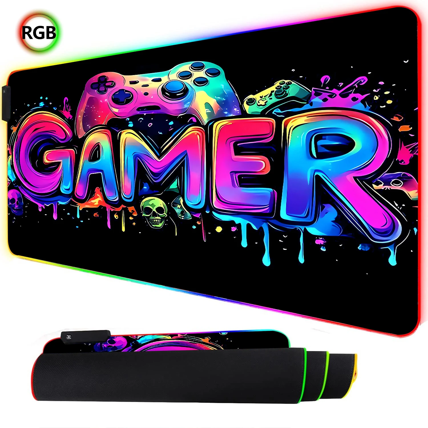 RGB Neon Gaming Controller Art - Esports Gaming Keyboard And Mouse recension och pris