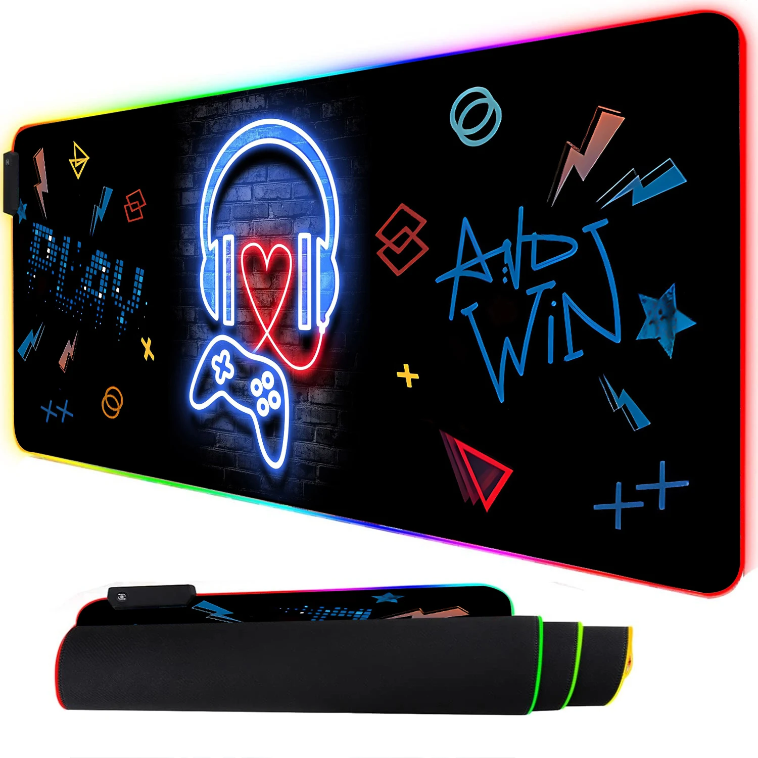 RGB Neon Gaming Controller Art - Esports Gaming Keyboard And Mouse recension och pris